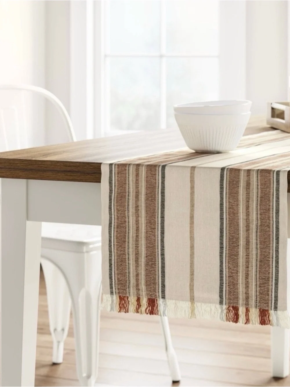 Threshold Cotton Striped Table Runner  Size 14” x 72”